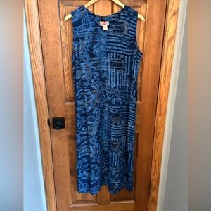 Hilo Hattie Hawaii 1X Long Dress Blue Tropical‎ Resort Vacation Luau Party 🌺